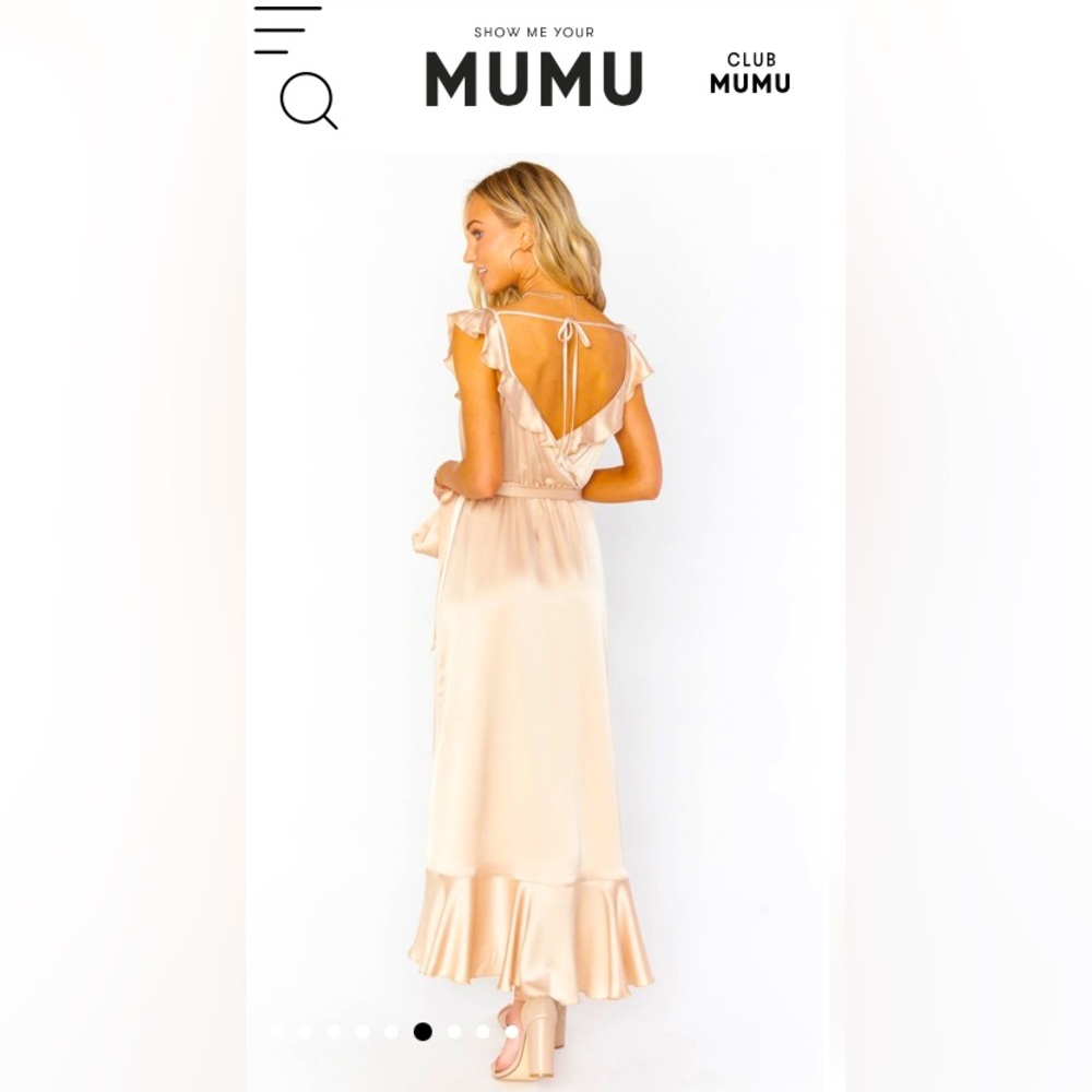 Show Me Your Mumu - Samantha Ruffle Wrap Dress - Champagne Luxe Satin - size XL